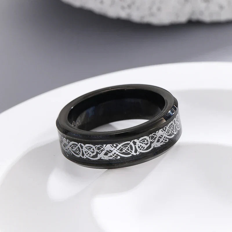 Noir Celtic Knot Tungsten Black ring