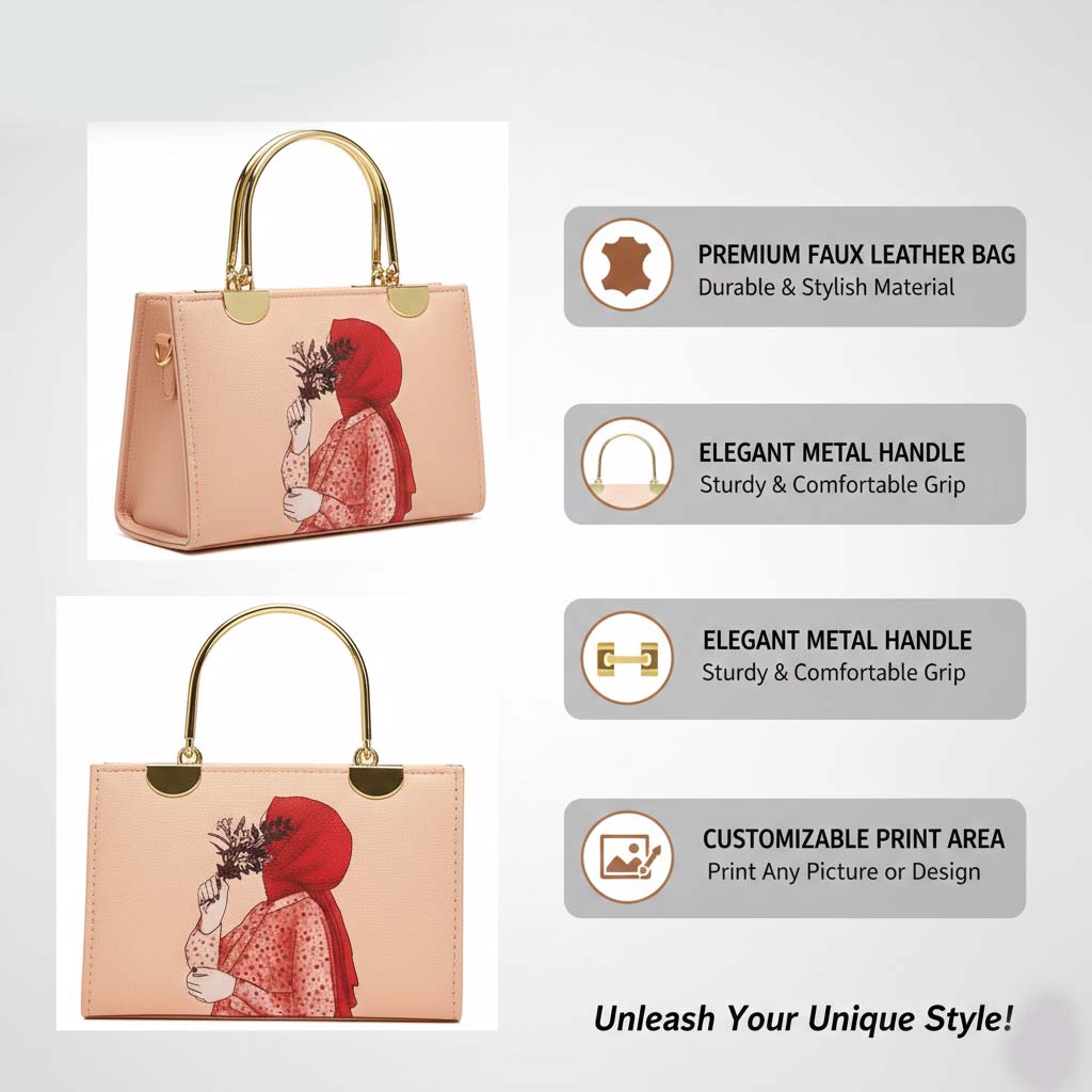 Handle Hijab Girl Printed Crossbody & Handbag