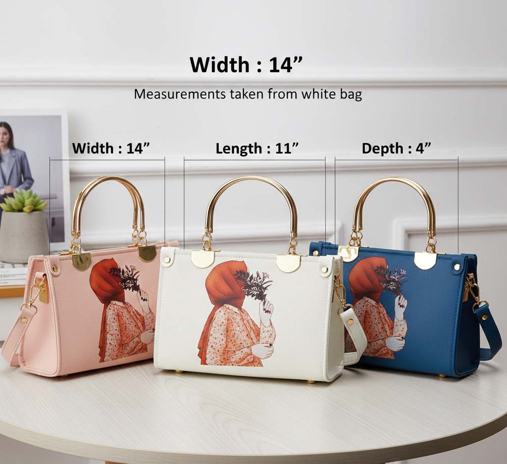 Handle Hijab Girl Printed Crossbody & Handbag