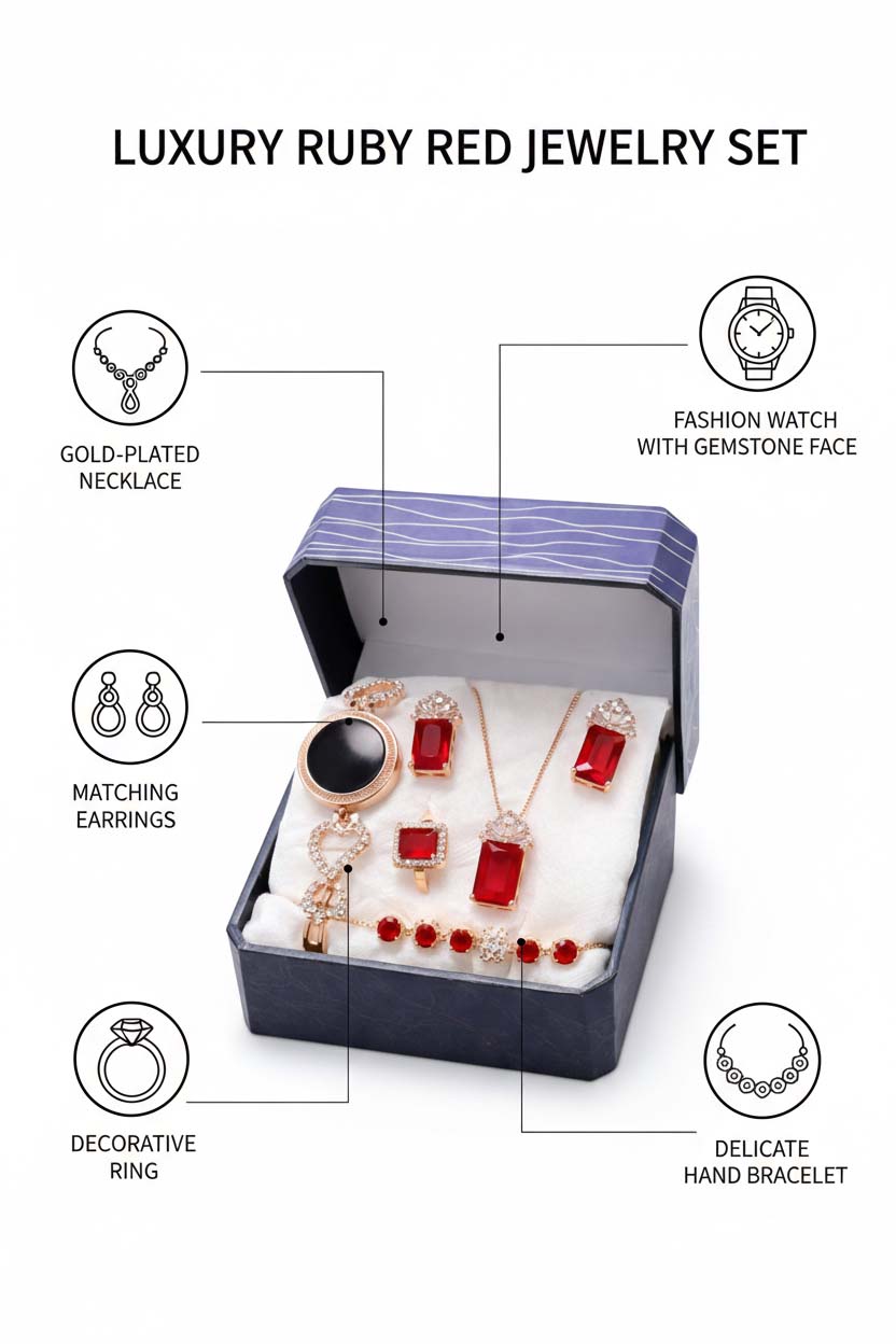4-piece Set Luxury Pink Zircon Geometry Pendant Necklace Earrings Set Banquet Anniversary Gift Women's Jewelry Set Gift