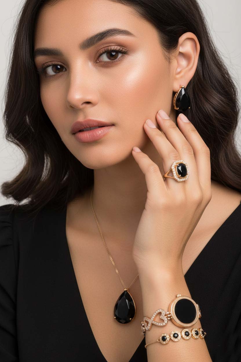 4-piece Set Luxury Pink Zircon Geometry Pendant Necklace Earrings Set Banquet Anniversary Gift Women's Jewelry Set Gift