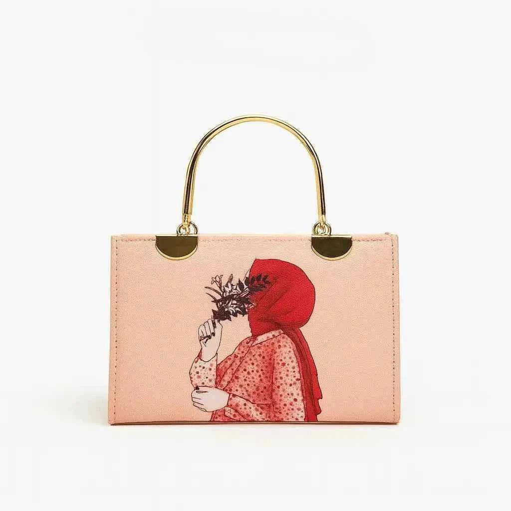 Handle Hijab Girl Printed Crossbody & Handbag