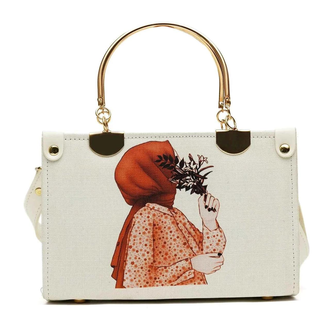 Handle Hijab Girl Printed Crossbody & Handbag